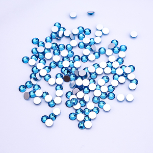 Cristaux de verre bleu clair <span class=keywords><strong>pour</strong></span> ongles, strass plats, pierres et cristaux non thermocollants, perles rondes - Product Image 5