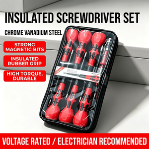 Insulated <b>Screwdriver</b> Set 7Pcs Flat Head Industrial Grade Anti-Slip Handle Matte Finish Tool Kit - Product Image 5