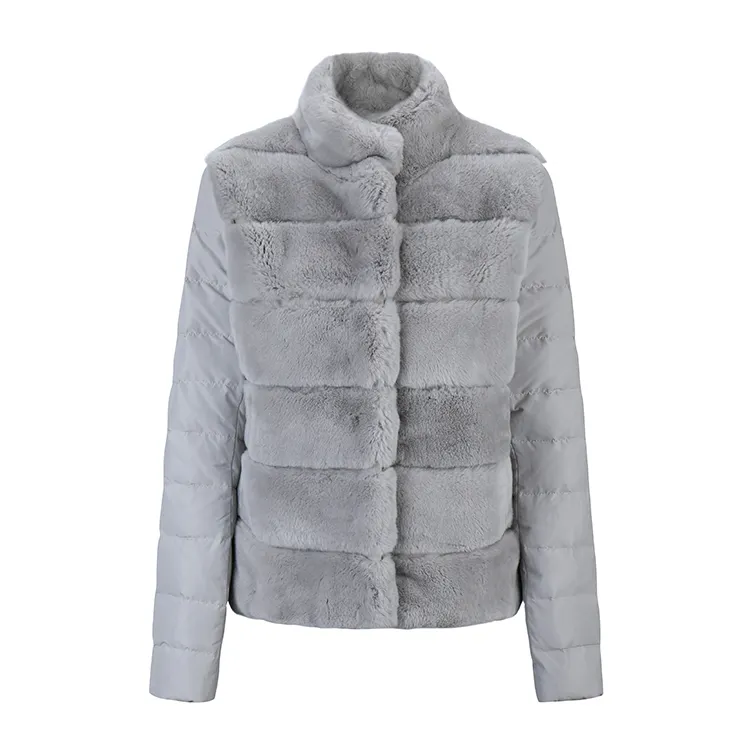 Chinese Factory Rabbit Women with Plus Size Women's Top Jacket Short 100% Real Rex Rabbit Fur Coats