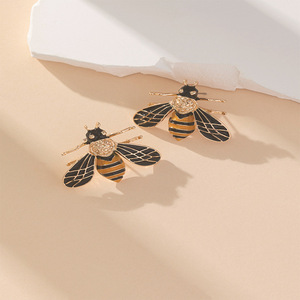 <b>Bee</b> Stud Earrings Zinc Alloy Rhinestone Insect Design Fashion Jewelry <b>Gift</b> Style 1 - Product Image 3