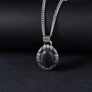 Ónix negro Oval ágata Natural de piedras preciosas COLLAR COLGANTE de <span class=keywords><strong>la</strong></span> joyería para hombres - Product Image 3