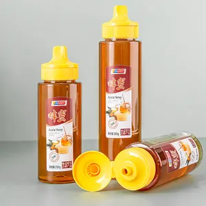Plastic Honing Pot Met Siliconen Klep Deksel/Flip Top Deksel Voor Salade Ketchup Tomatensaus Honing Knijpfles 8oz16oz met Nozzle