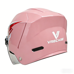 Casco da moto tipo half helmet, design sportivo, visiera grande trasparente + chiusura rapida, fori di ventilazione laterali - Product Image 5