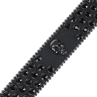 Ceinture en cuir noir style punk rock, ornée de crânes et de strass, ceinture de taille gothique hip-hop avec boucle bling, accessoire de mode