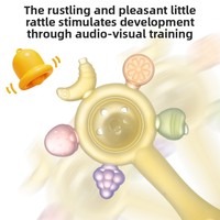 Fruit handbediende bellen Zeshoekige vorm Babybijtring Zacht speelgoed Food Grade siliconen 0-12 maanden Unisex