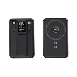 Di alta qualità 10000mAh Wireless portatile Power Bank ricarica rapida incorporati 2 cavi Ultra-sottile supporto magnetico più forte <span class=keywords><strong>custodia</strong></span> per - Product Image 5