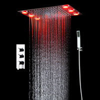 Système de douche LED chromé en acier inoxydable 304, style 2026 le plus récent, avec jets de pluie multicolores à changement de couleur