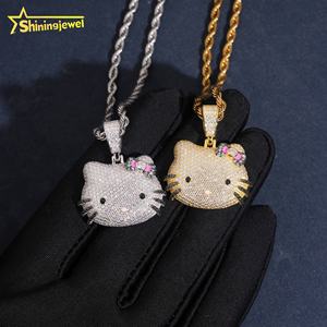 Neues Design 925 Silber Lieblicher Katzen-Moissanit-Anhänger Feiner Schmuck Maßgefertigter Iced Out Moissanit-Anhänger Halskette - Product Image 2