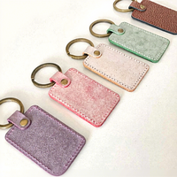 Porte-clés en cuir véritable personnalisé avec initiales gravées, logo, design rectangulaire minimaliste pour cadeaux promotionnels