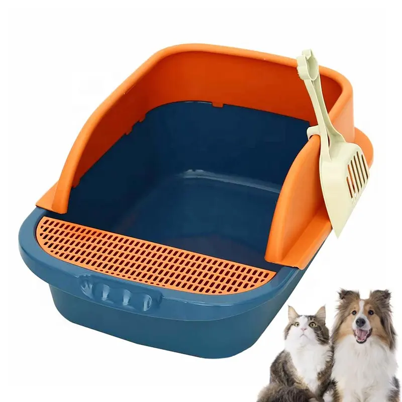 थोक संलग्न उच्च पक्षीय बिखेर प्रूफ बड़ी बिल्ली शौचालय ट्रे मजबूत आसान साफ कूड़े के साथ अतिरिक्त बड़े बिल्ली का बच्चा कूड़े बॉक्स स्कूप