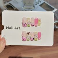 Uñas Postizas de Lujo TSZS con Flores Talladas a Mano, Forma Cuadrada Larga Tipo Ataúd, Reutilizables, Hechas a Mano, Venta al Por Mayor