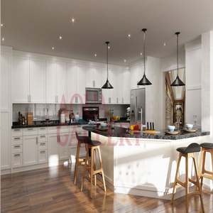 Meubles de cuisine en bois de style moderne, armoires de cuisine modulaires personnalisées, prêtes à être expédiées - Product Image 3