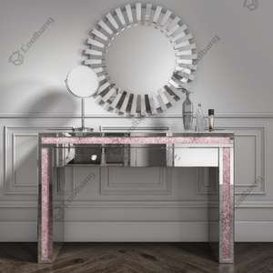Tavoli Console con <span class=keywords><strong>Specchio</strong></span> in Stile Diamante Schiacciato Argento Scintillante per Arredamento Casa - Product Image 2
