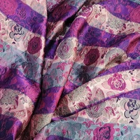 Tissu Jacquard Brocart Double Face en Polyester Spandex Teint en Fil Motif Pivoine de Luxe pour Robe Femme JSB-169