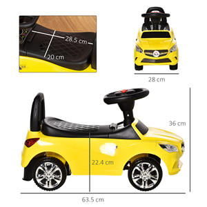 HOMCOM-Coche de juguete para niños con volante, con faros integrados y música, edad 18-36 meses, 63,5x28x36 - Product Image 3
