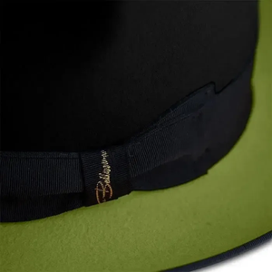 Black Fedora <b>Hat</b> With Green Brim Unisex Adult 56-58CM Four Seasons Casual Wool Material - Product Image 4