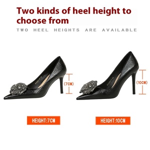 European American Style Nightclub <b>Pumps</b> Women's High Heels Shallow Mouth Pointed Rhinestone Rose Single Shoe High Heel - Product Image 4