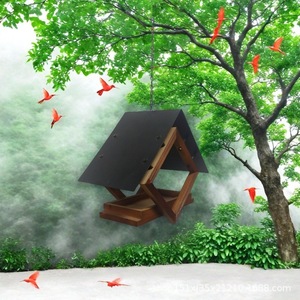 Factory Wholesale <strong>Bird</strong> <strong>Feeder</strong> Eco-Friendly Outdoor Hanging Metal Design Waterproof Wood Material For Food Feeding - Product Image 4