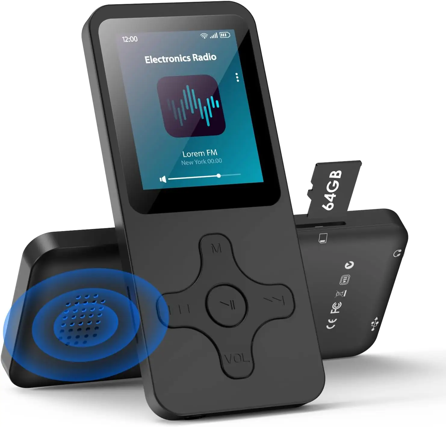 Pemutar MP3, dengan kartu SD 64G Speaker bawaan Bluetooth 5.0 portabel MP3 FM Radio foto pembaca EBook 1.8 inci hingga 128GB