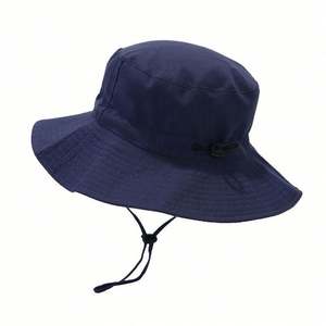 Nouveau chapeau bob enfant uni coupe-vent avec cordon, respirant, protection solaire, pliable, pour l'été - Product Image 6