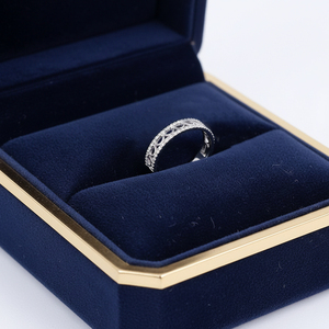 Anillo de Eternidad de Diamantes Naturales en Oro Blanco Sólido de 18K, Diseño Clásico, Minimalista, Hecho a Mano, Venta al Por Mayor en China - Product Image 1
