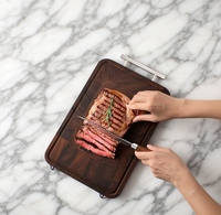 Produit Tendance 2026 Planche à découper en bois de noyer pleine fleur extra épaisse avec poignée en acier inoxydable pour ustensiles de cuisine
