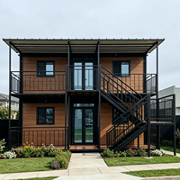 Maison préfabriquée modulaire en conteneur, personnalisée, petite, luxueuse, à deux étages, étanche, insonorisée, durable, avec double porte d'entrée