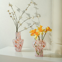 Verrerie décorative moderne pour la maison Vase en verre soufflé décoratif petit pour mariage Shanxi Origin Flower Point Series Pink