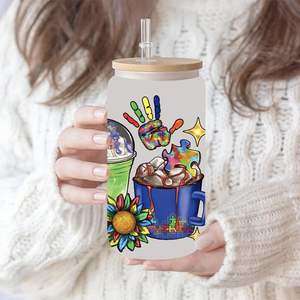 16oz 20oz 24oz UV DTF Envoltório do Copo para Vidro, Transferência Adesivos para Copos Decalques Impermeáveis Esfregue em Transferências para Artesanato Impressão Do <span class=keywords><strong>Vintage</strong></span> - Product Image 3