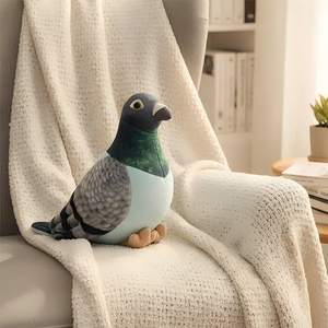 Jouet en peluche personnalisé en gros, oiseau réaliste de 8 pouces avec <span class=keywords><strong>plumes</strong></span> vertes et grises, jouet en peluche doux en forme de pigeon, cadeau <span class=keywords><strong>d</strong></span>'anniversaire pour enfants - Product Image 4