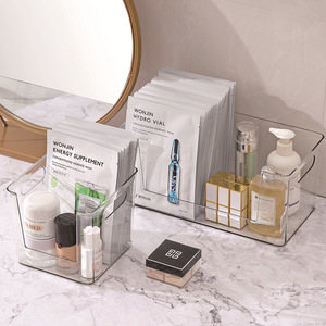Yimei Cosmetic Storage <b>Box</b> Transparent Pet Material Desktop Organizer For Skincare Products <b>Makeup</b> Storage Basket - Product Image 3