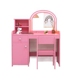 Kids Vanity with Lights, 2 in 1 Princess Makeup <strong>Desk</strong> &amp; Chair Set Cabinet Toddler Dressing Table Vanity Set for Little Girls - Product Image 6