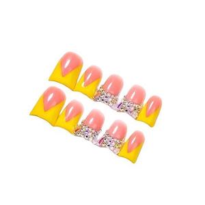 LUMEILA <span class=keywords><strong>Uñas</strong></span> Postizas Acrílicas de Cobertura Completa, Color <span class=keywords><strong>Rosa</strong></span> <span class=keywords><strong>Fucsia</strong></span> Degradado, con Flores Blancas 3D, Perlas y Detalles Dorados, Tamaño Mediano Corto, 10 Piezas - Product Image 4
