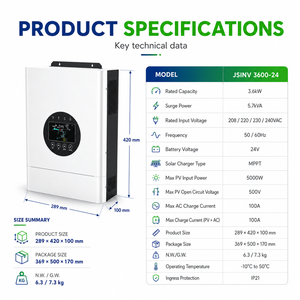 Onduleur solaire hybride MPPT 24V 3,6 kW avec chargeur, entrée PV 5000W pour système de secours solaire domestique - Product Image 5