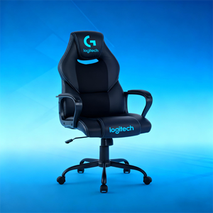 Chaise de jeu ergonomique <span class=keywords><strong>Logitech</strong></span> de style course, respirante, en cuir extensible, tissu nylon, bureau à domicile, réglable en hauteur, pliable - Product Image 1