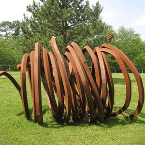 Scultura geometrica in <span class=keywords><strong>acciaio</strong></span> inossidabile con cerchio in metallo scultura ricciolo in <span class=keywords><strong>acciaio</strong></span> inossidabile di colore arrugginito - Product Image 5