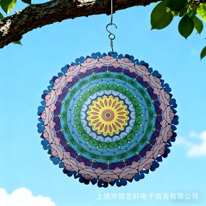 Carillon à vent rotatif 3D pour extérieur, décoration de jardin, artisanat en métal, mandala, ornement décoratif, forme irrégulière, finition peinte - Product Image 3