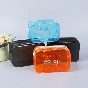 Customize Black Clear Waterproof Travel Wash Zipper Toiletry Novation Transparent Pvc Makeup Organizer Cosmetic Bags Cases