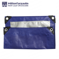 Bâche en polyéthylène tissé (PE) imperméable, bleu argenté, enduite, de poids moyen 180 g/m² 800D, pour abri extérieur de protection, taille Million