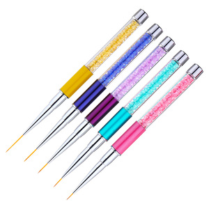 Pincel delineador de uñas largo con mango de diamantes de imitación, bolígrafo de pintura de detalles coloridos para manicura DIY y arte de uñas - Product Image 5