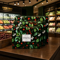 Boîte d'emballage en gros pour cerises, en stock, 1,5 kg, 26,5x20x9,6 cm, en papier imprimé, pour fruits, avec sac intérieur de 1,5 kg de qualité alimentaire
