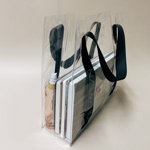 Sac à provisions transparent imperméable à l'eau avec logo personnalisé Sac fourre-tout transparent en PVC avec poignées en sangle Sacs fourre-tout transparents pour les courses en PVC - Product Image 4