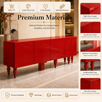 Buffet moderne en bois massif rouge brillant, meuble de rangement écologique pour salle à manger, hôtel, villa, projet de mobilier