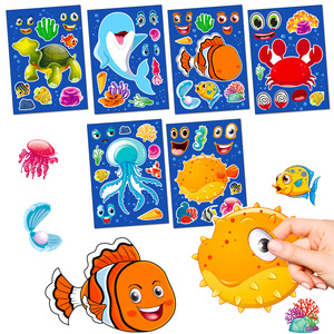 ملصقات ملونة الأكثر مبيعًا على شكل حيوانات كرتونية بانوراما ألغاز ملصقات تغيير الوجه ملصقات قوية للالتصاق - Product Image 6