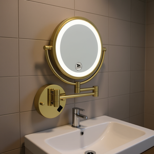 กระจก LED ทรงกลมติดผนังกันน้ำพร้อมสวิตช์สัมผัส กระจกห้องน้ำสำหรับโกนหนวดพร้อมไฟ ขยาย 3 เท่า - Product Image 2