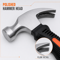 Mini marteau à griffes 250g, marteau à clous compact à manche court, poignée ergonomique, outil de charpentier pour le travail du bois, la réparation à domicile, le bricolage
