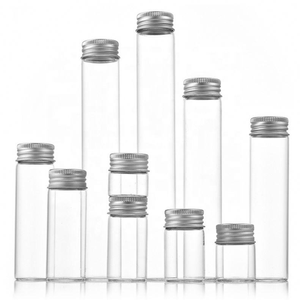 Clear Round Glass Cylinder Bottles with Screw Cap 5ml 8ml 10ml 20ml Decal Printed Empty Transparent Jar Set for Spices Storage - Product Image 1