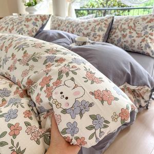 Prix usine Petite Fleur Draps Imprimé 4 Pièces Avec Taie D'oreiller Lit Plat <span class=keywords><strong>Simple</strong></span> Et Double Étudiant Dortoir - Product Image 5