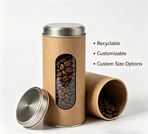 Luxury Cylinder Paper Tube Coffee Gift <b>Box</b> Packaging with Sealed Lid - Product Image 1