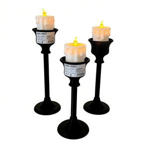 เทียน LED แบบแท่ง 3 ชิ้น สีดำ สำหรับตกแต่งบ้าน ดีไซน์ทันสมัย ใช้ในห้องนั่งเล่น - Product Image 1